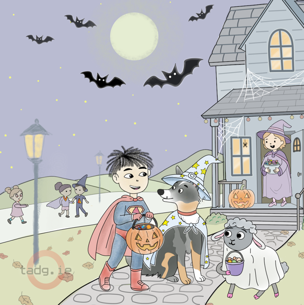 A special Halloween, scene, or Oiche Shamhna as it is known in the original Irish language